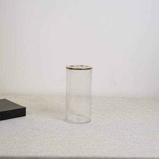 Golden Geometric Topped Vase -11-