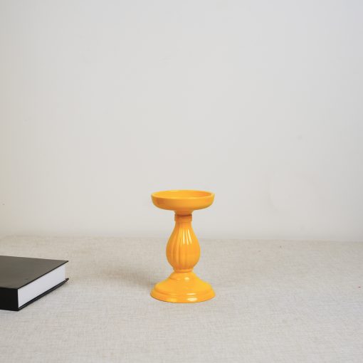 Painted Roman Candle Holder - Yellow