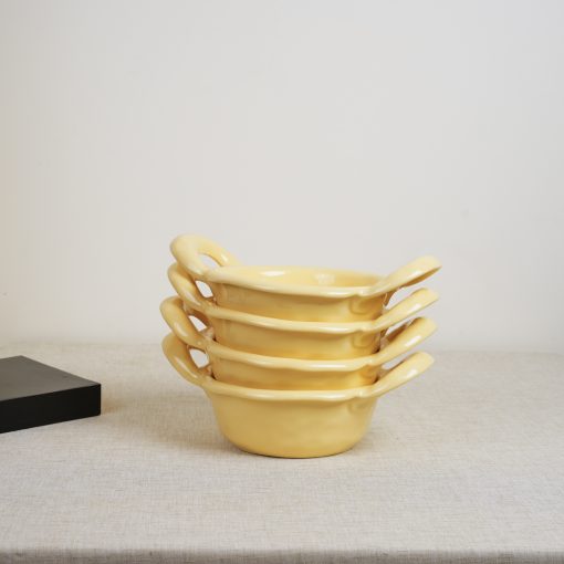 Set of 4 Ceramic Bowls with handles