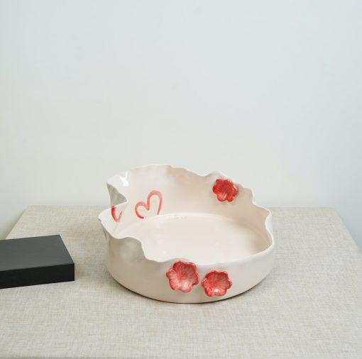 Summer'24-Ceramic Bowls - Red Flower - Shape 1