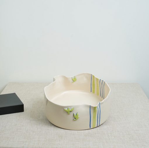 Summer'24-Ceramic Bowls - Green Bird - Shape 2