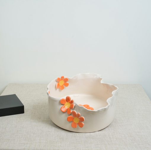 Summer'24-Ceramic Bowls - Orange Flower - Shape 2