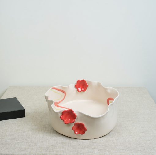 Summer'24-Ceramic Bowls - Red Flower - Shape 2