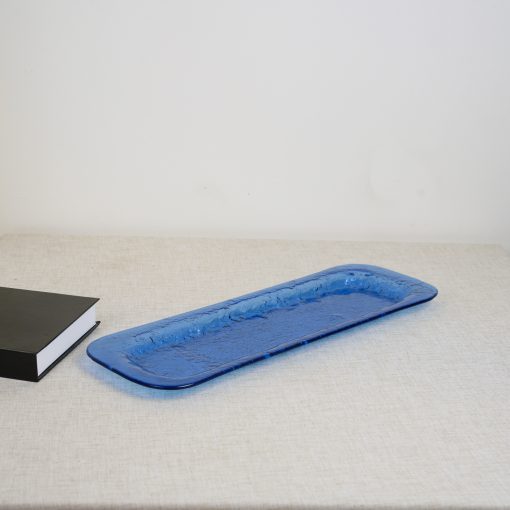 Long Plate With Irregular Design - Navy