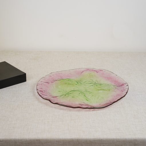 Irregular Glass Plate - Pink/Green