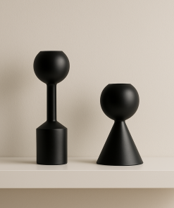 Black Wooden Candle Holder