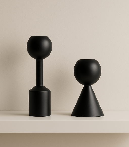 Black Wooden Candle Holder